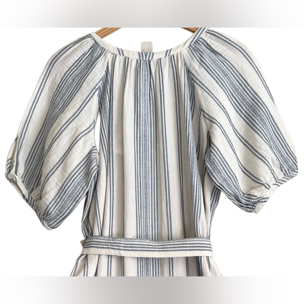 FAHERTY Boho Minimalist Oversized Carmel Dream Stripe Gauze Midi Dress Sz S NWT - Picture 12 of 14